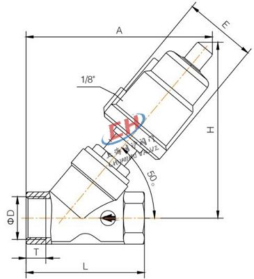 P3内螺纹气动角座阀结构图